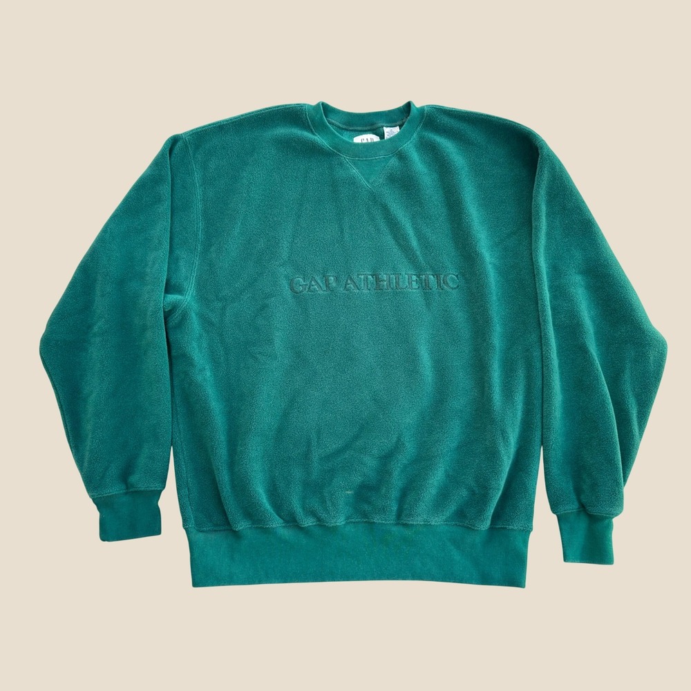 Vintage Gap Athletic Fleece Crewneck Sweatshirt Forest Green Mens Medium
